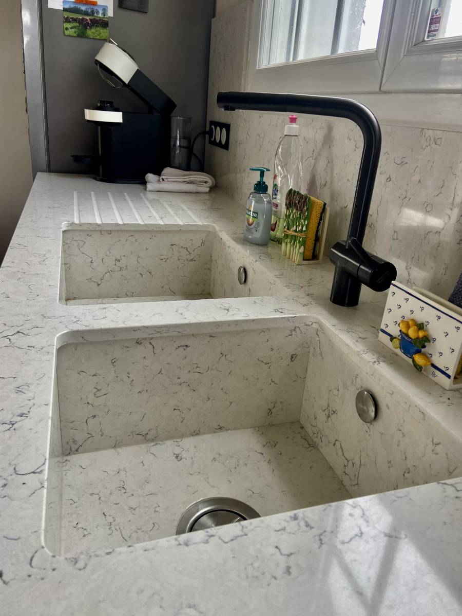 évier intégrer dans le plan de travail mussidan