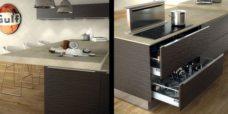 Installation de cuisine avec hotte rétractable à Lacanau